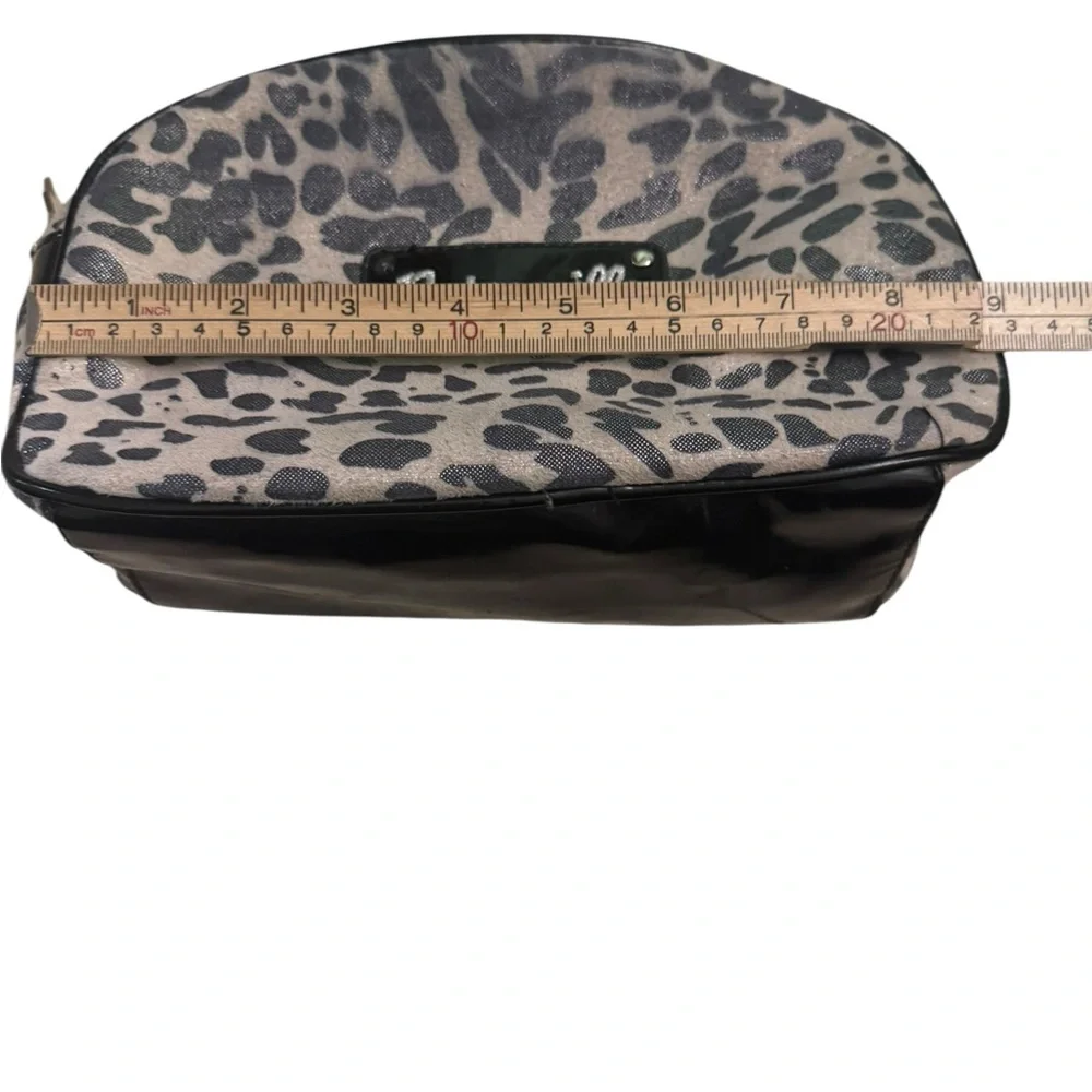 Betseyville by Betsey Johnson Grey Metallic Leopard‎ Print Cosmetic Zipper Bag